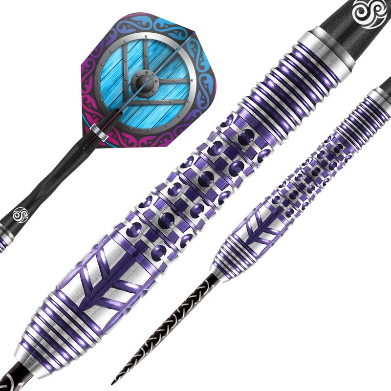 Shot! Shot Darts Steel Tip, Viking Shield Maiden (23g/24g/25g/27g), 90% Tungsten Barrel, Front Weighted, Handcrafted Professional Dart Set & Flights Made in New Zealand, Metal Tip for Bristle Dartboard - Image 2